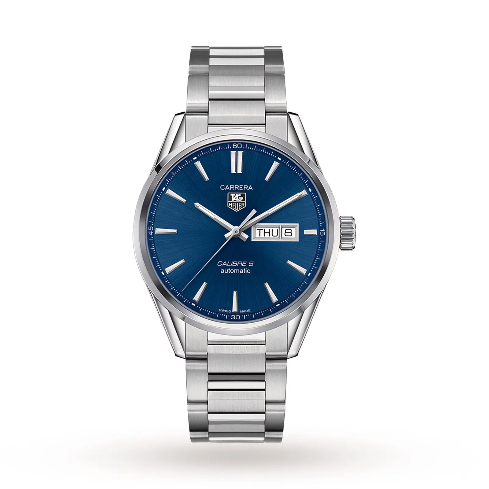 TAG Heuer Carrera Calibre 5 Automatic Day-Date 41mm Blue Dial Steel Watch – WAR201E.BA0723